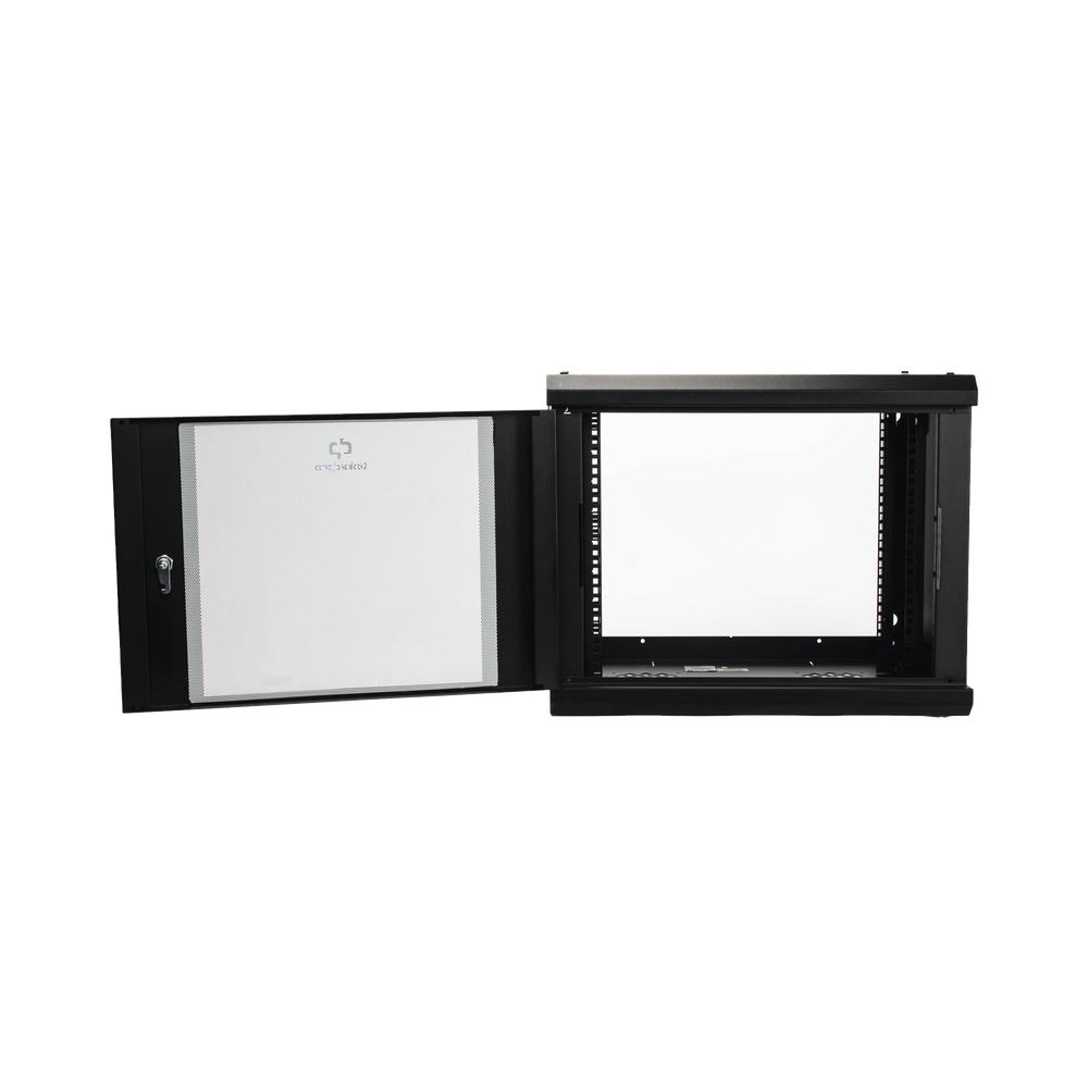 Gabinete de Pared de 9U con Puerta de Cristal Templado, 455 mm de Profundidad, Rack de 19'', Acero Reforzado Color Negro. - Imagen 4