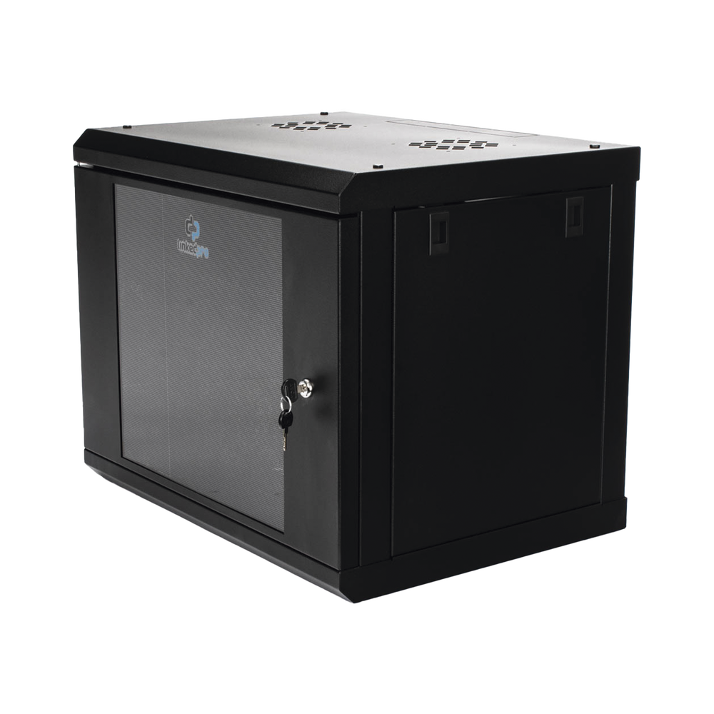Gabinete de Pared de 9U con Puerta de Cristal Templado, 455 mm de Profundidad, Rack de 19'', Acero Reforzado Color Negro. - Imagen 5