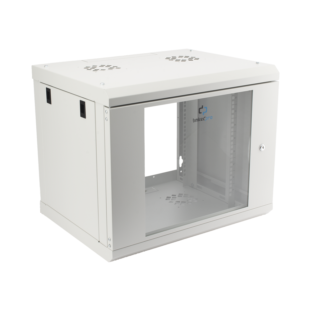 Gabinete de Pared de 9U con Puerta de Cristal Templado, 479.5 mm de Profundidad, Rack de 19'', Acero Reforzado, Color Blanco - Imagen 3