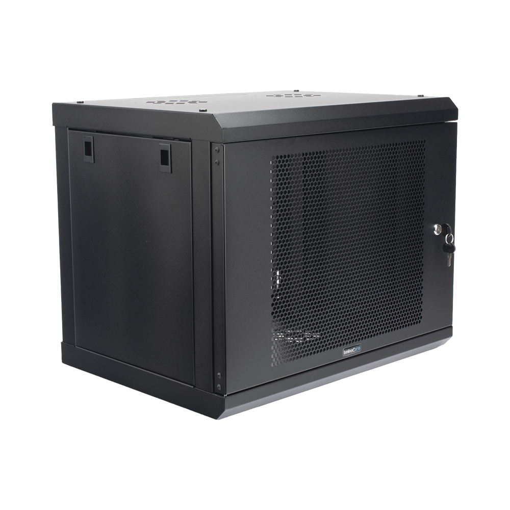 Gabinete de Pared de 9U con Puerta Perforada, 455 mm de Profundidad, Rack de 19'', Acero Reforzado Color Negro. - Imagen 2