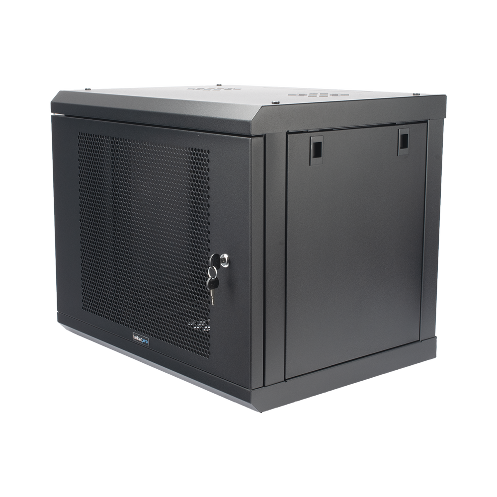 Gabinete de Pared de 9U con Puerta Perforada, 455 mm de Profundidad, Rack de 19'', Acero Reforzado Color Negro. - Imagen 3