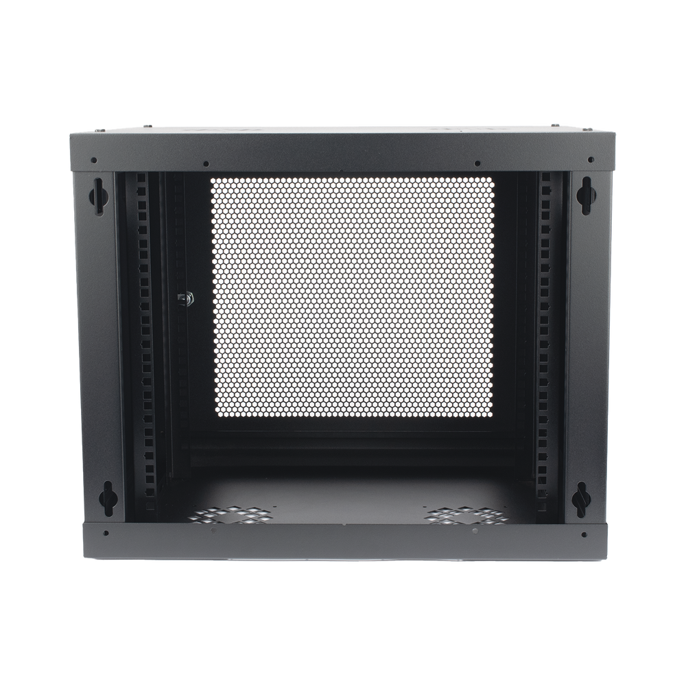 Gabinete de Pared de 9U con Puerta Perforada, 455 mm de Profundidad, Rack de 19'', Acero Reforzado Color Negro. - Imagen 4