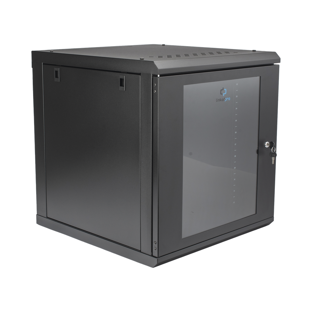 Gabinete Rack de Pared 12 Unidades / 19 Pulgadas / Ventilado / Puerta de Vidrio / Acero Calibre 18 / Carga 100 Kg / 635 x 606 x 612 mm (25 x 23.9 x 24.1 in) / Pintura Electrostática / Negro - Imagen 5