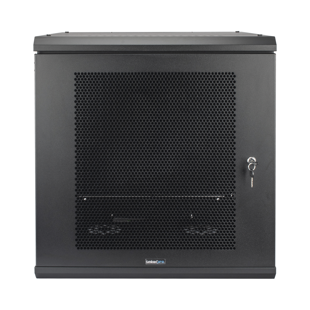 Gabinete de Pared con Puerta Perforada, 635mm de Profundidad, 12U Rack de 19 in, Acero Reforzado