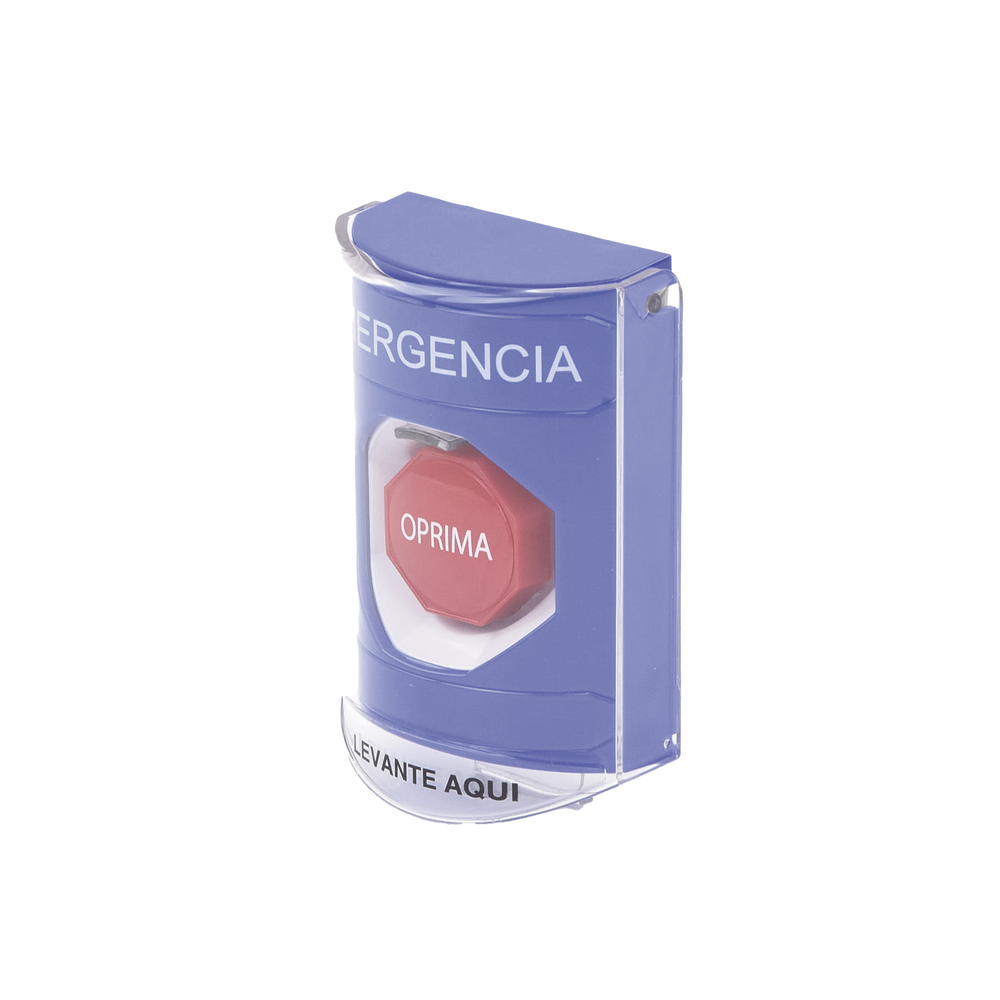 Botón Multipropósito, Color Azul, De Superficie, Con Tapa De Policarbonato, Con Bocina Pre Alarma, Solo Interior, Llave Para Restablecer, Texto De Emergencia, Español - Imagen 3