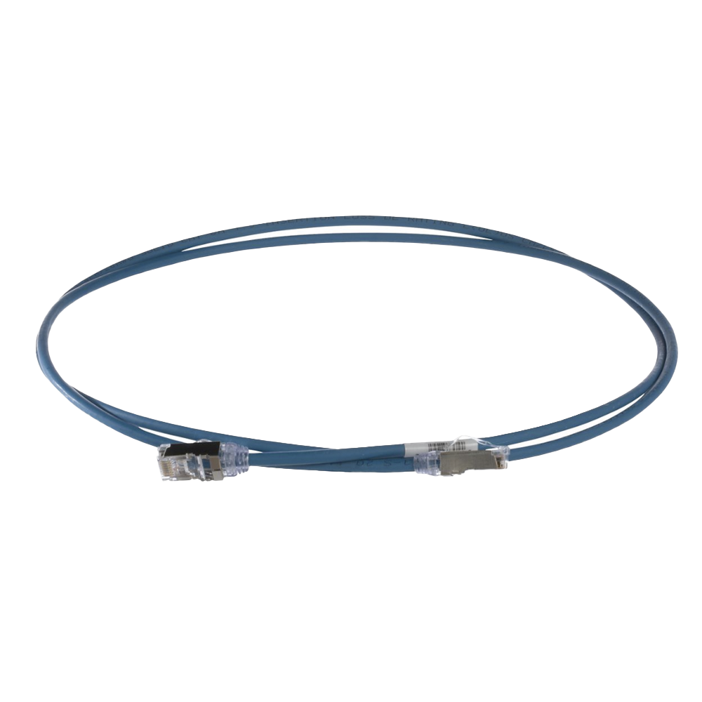 Patch Cord Cat6A, Diametro Reducido 28 AWG, Blindado S/FTP, CM/LS0H, 0.20 Metros (0.66 Pies), Color Azul - Imagen 2