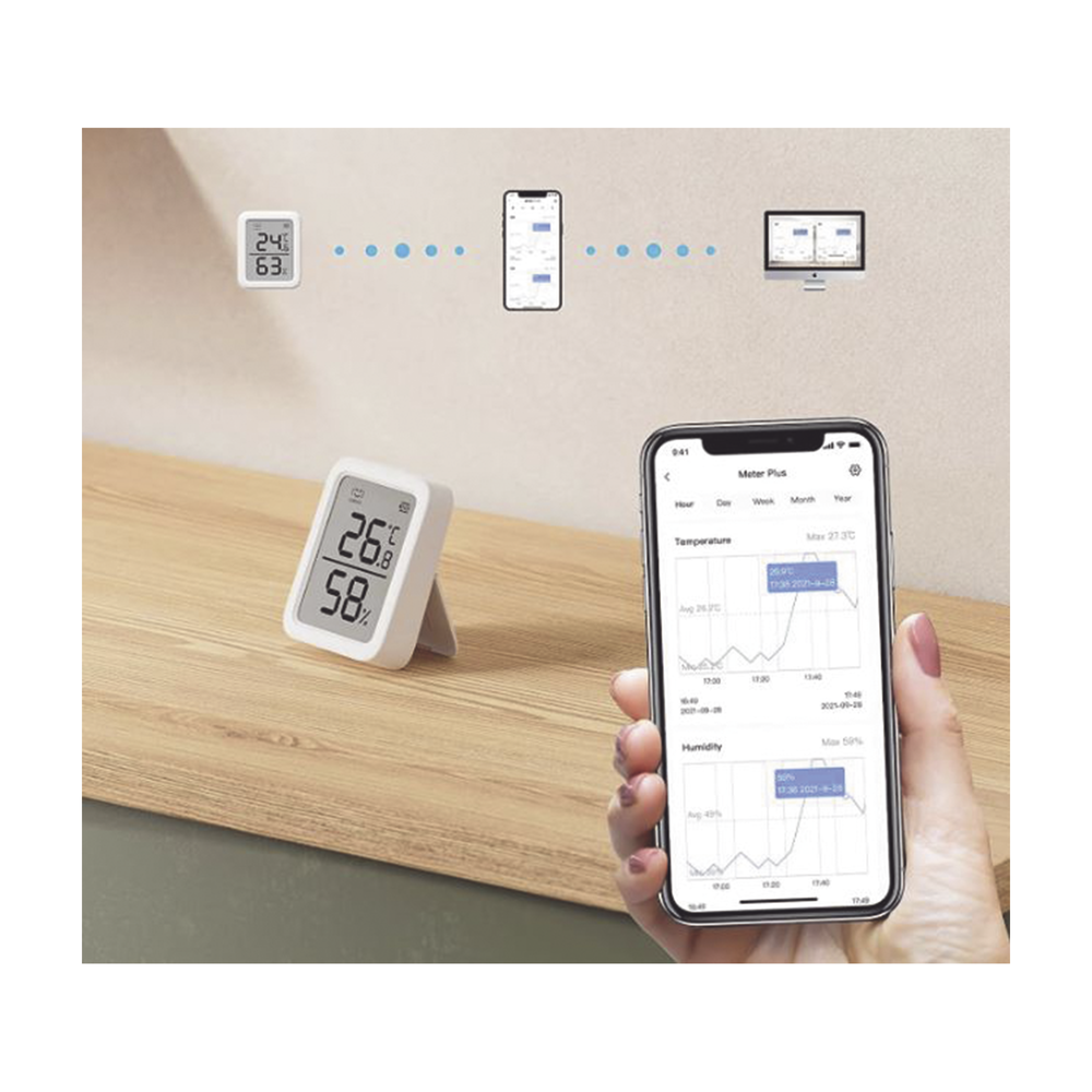 Medidor de temperatura y humedad Datos en pantalla / inalámbrico BLUETOOTH compatible con HUB SwitchBot - Imagen 5