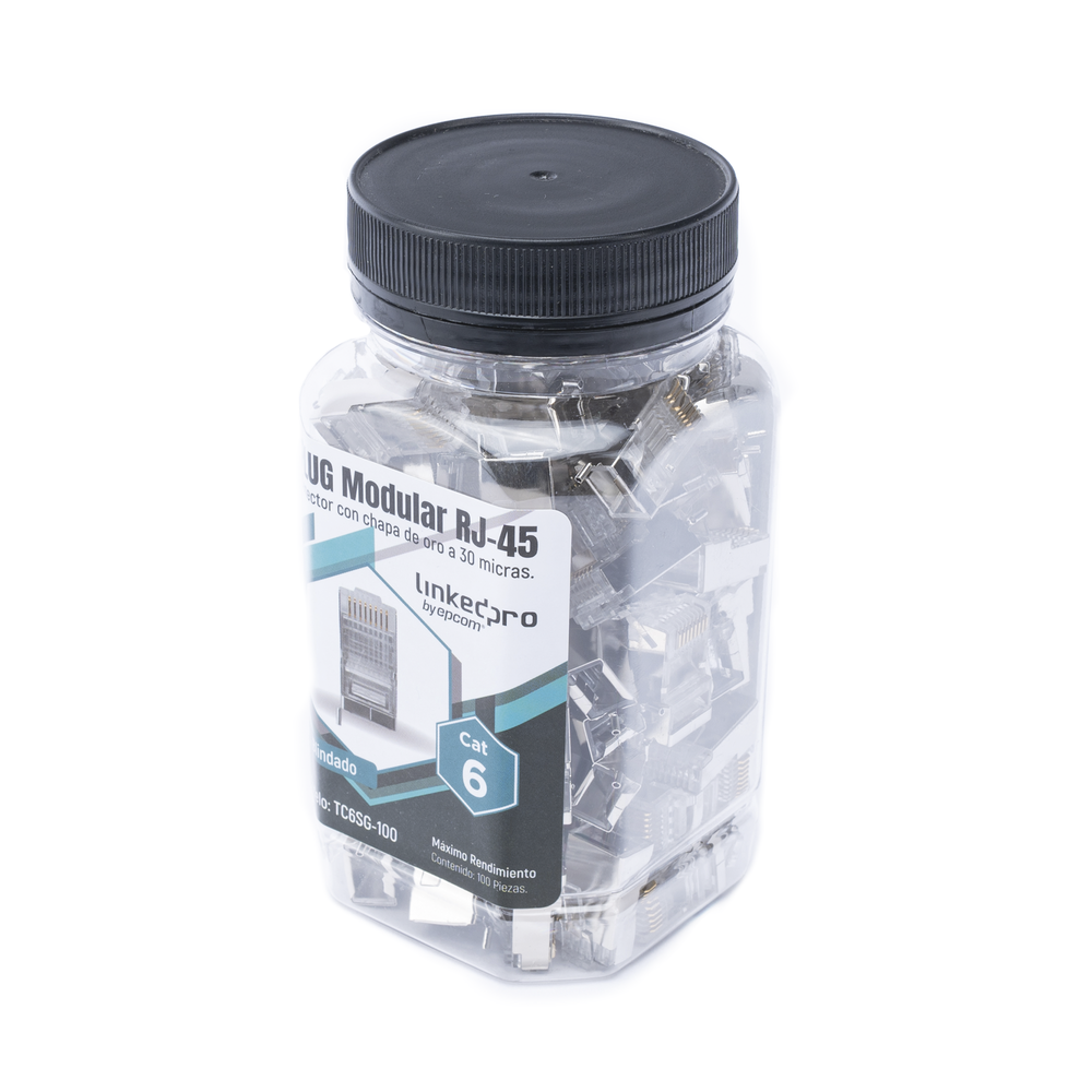 Bote con 100 Piezas de Plug Modular RJ45 Cat6 Blindado con Pin de Tierra, Chapado de Oro a 30 Micras para Durabilidad Extrema - Imagen 3