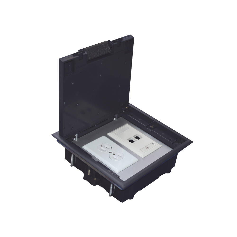 Caja de Piso para Dos Módulos Universales (Socket M2), para Alimentación Eléctrica y Redes de Datos (11000-33401) No Incluye Faceplates