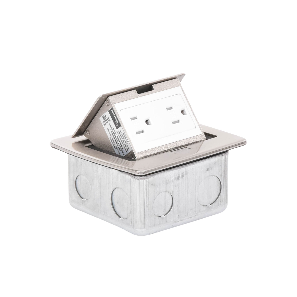 Mini Caja de Piso Rectangular en Acero Inoxidable con 2 Contactos Eléctricos (11000-21201) - Imagen 4