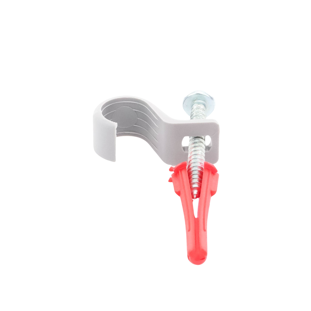 Kit de 8 grapas, 8 taquetes y 8 tornillos para sujetar conductores redondos o tubo en muro (para tubo de 1/2) (2104-07240) - Imagen 3