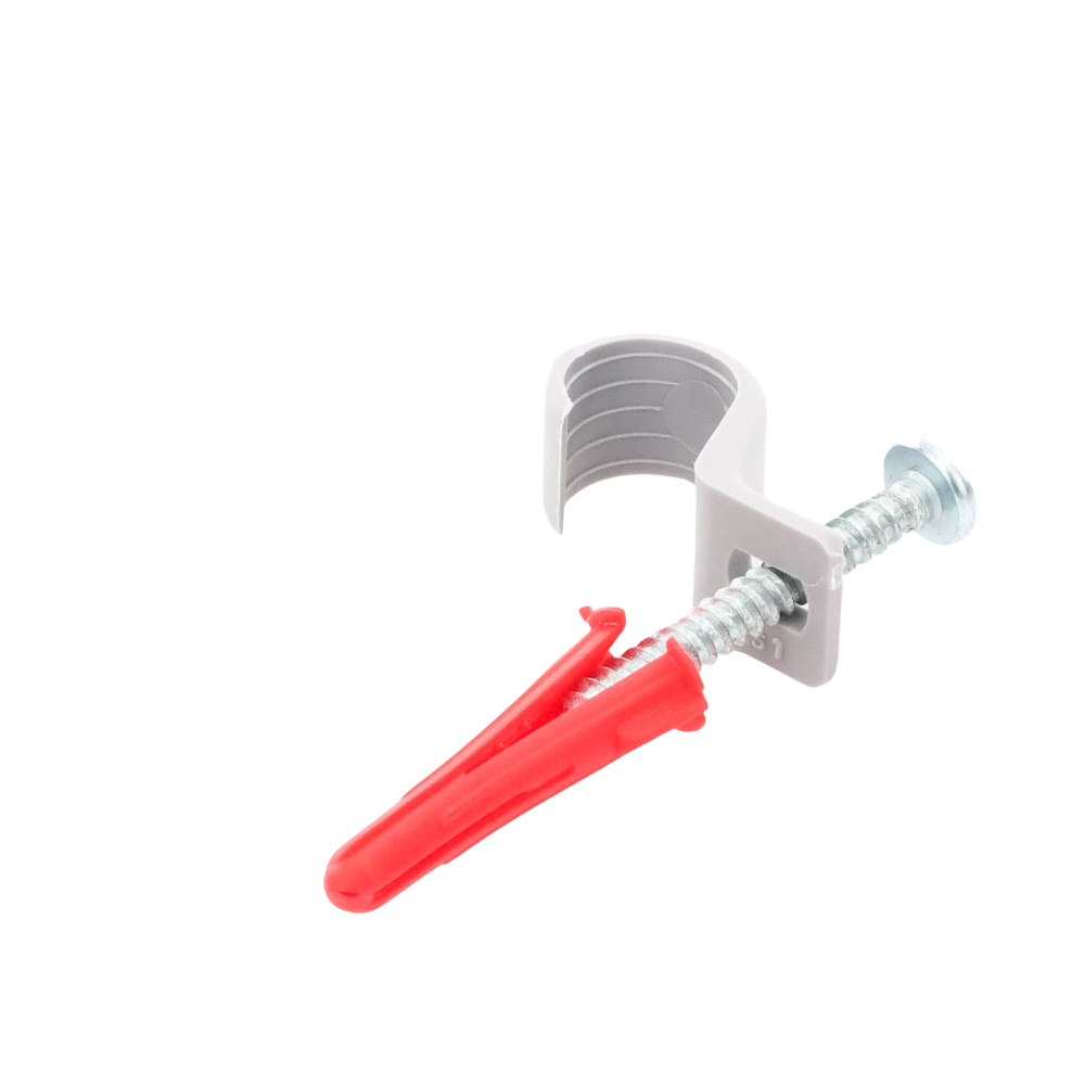 Kit de 8 grapas, 8 taquetes y 8 tornillos para sujetar conductores redondos o tubo en muro (para tubo de 1/2) (2104-07240) - Imagen 4