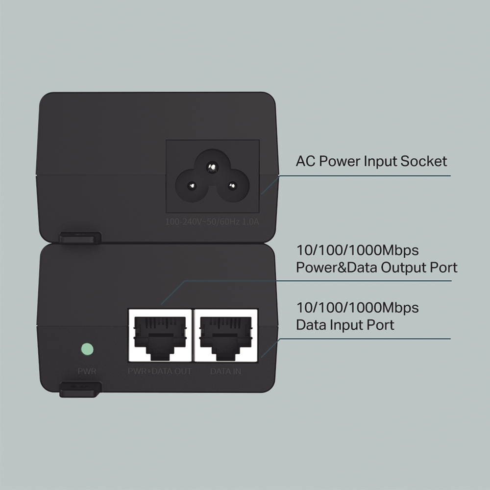 Inyector PoE+ (30W) / Gigabit 802.3 af/at / 2 puertos 10/100/1000 Mbps / Plug and Play / Fuente alimientación Integrada - Imagen 4