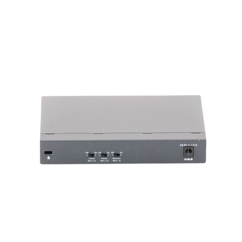 Switch PoE no Administrable de escritorio / 6 puertos 10/100 Mbps / 4 puertos PoE af/at / Presupuesto 67 W / Modo Extensor hasta 250 m / Calidad video prioritaria - Imagen 4