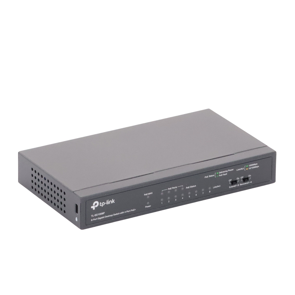 Switch Gigabit PoE+ no administrable de 8 puertos 10/100/1000 Mbps, solo 4 puertos PoE, para escritorio - Imagen 3
