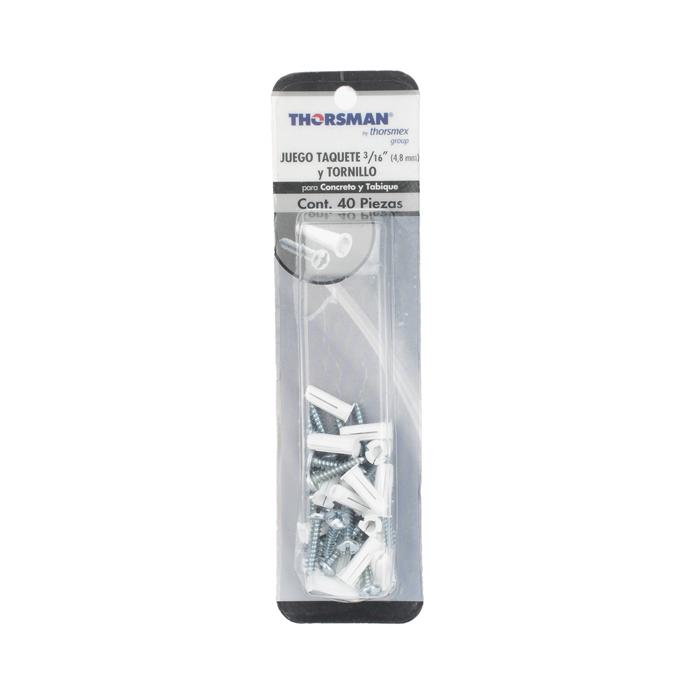 Paquete de 20 taquetes blancos 3/4" y 20 tornillos 8mm x 3/4" (1101-05002) - Imagen 8