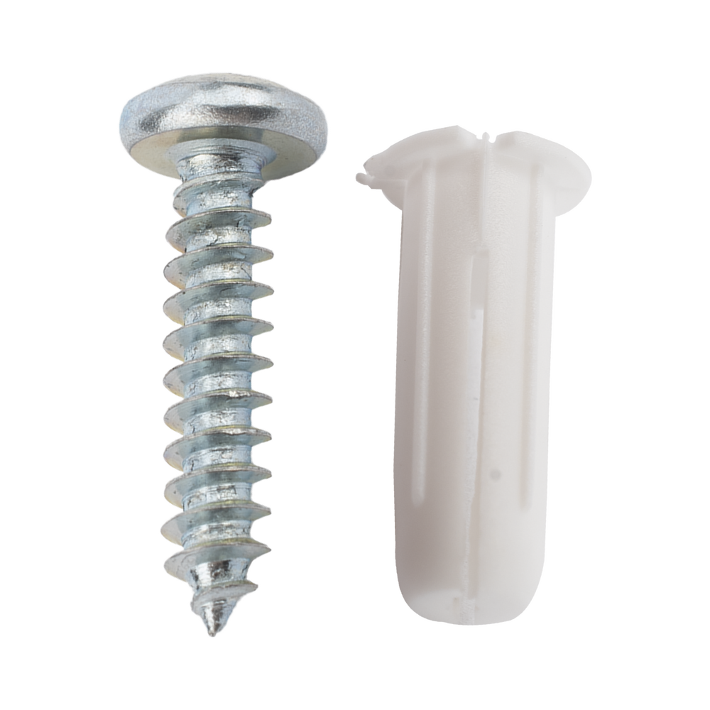 Paquete de 20 taquetes blancos  3/4" y 20 tornillos 8mm x 3/4" (1101-05002)