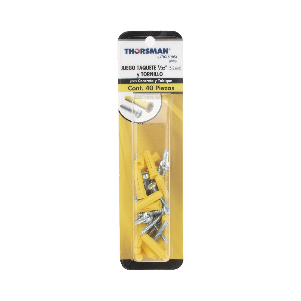 Paquete de 20 taquetes amarillo 1" y 20 tornillos 8mm x 1" - Imagen 5