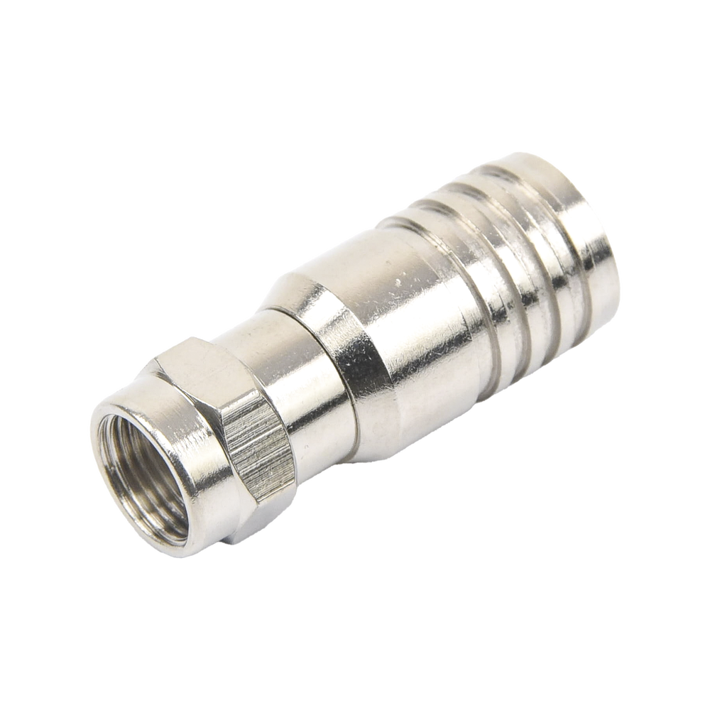 Conector F Macho en 75 Ohm, Plegable para Instalar en Cables Coaxiales RG-11, Cuerpo de Bronce-Niquelado/ Teflón. - Imagen 4