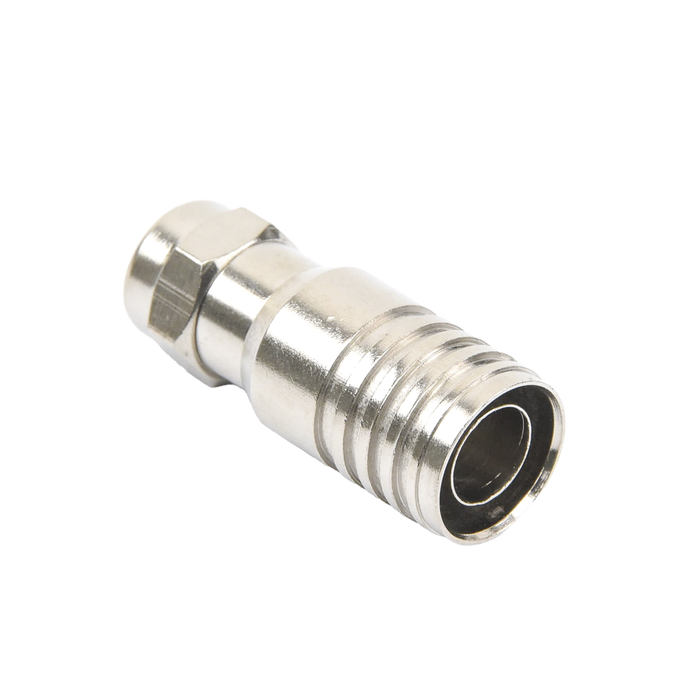 Conector F Macho en 75 Ohm, Plegable para Instalar en Cables Coaxiales RG-11, Cuerpo de Bronce-Niquelado/ Teflón. - Imagen 3