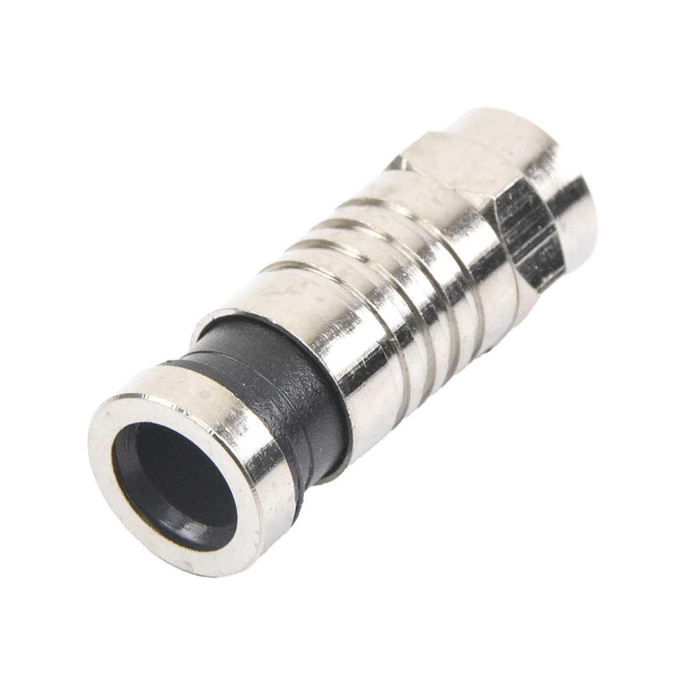 Conector F Macho de Compresión para cable RG-6, Cuerpo de Bronce Niquelado. - Imagen 4