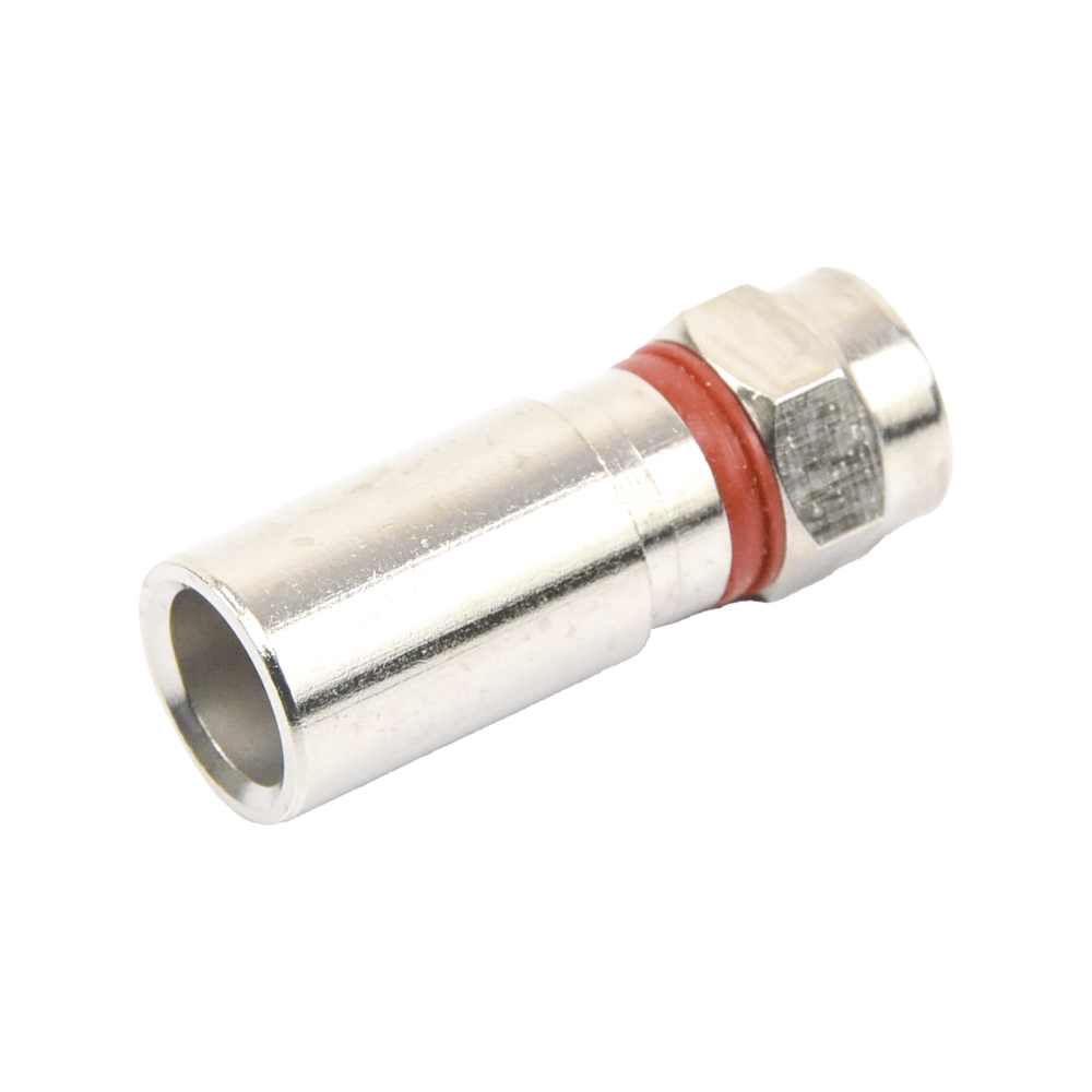 Conector F Macho de Compresión, Metálico para cable RG-6, Cuerpo de Bronce Niquelado. - Imagen 4