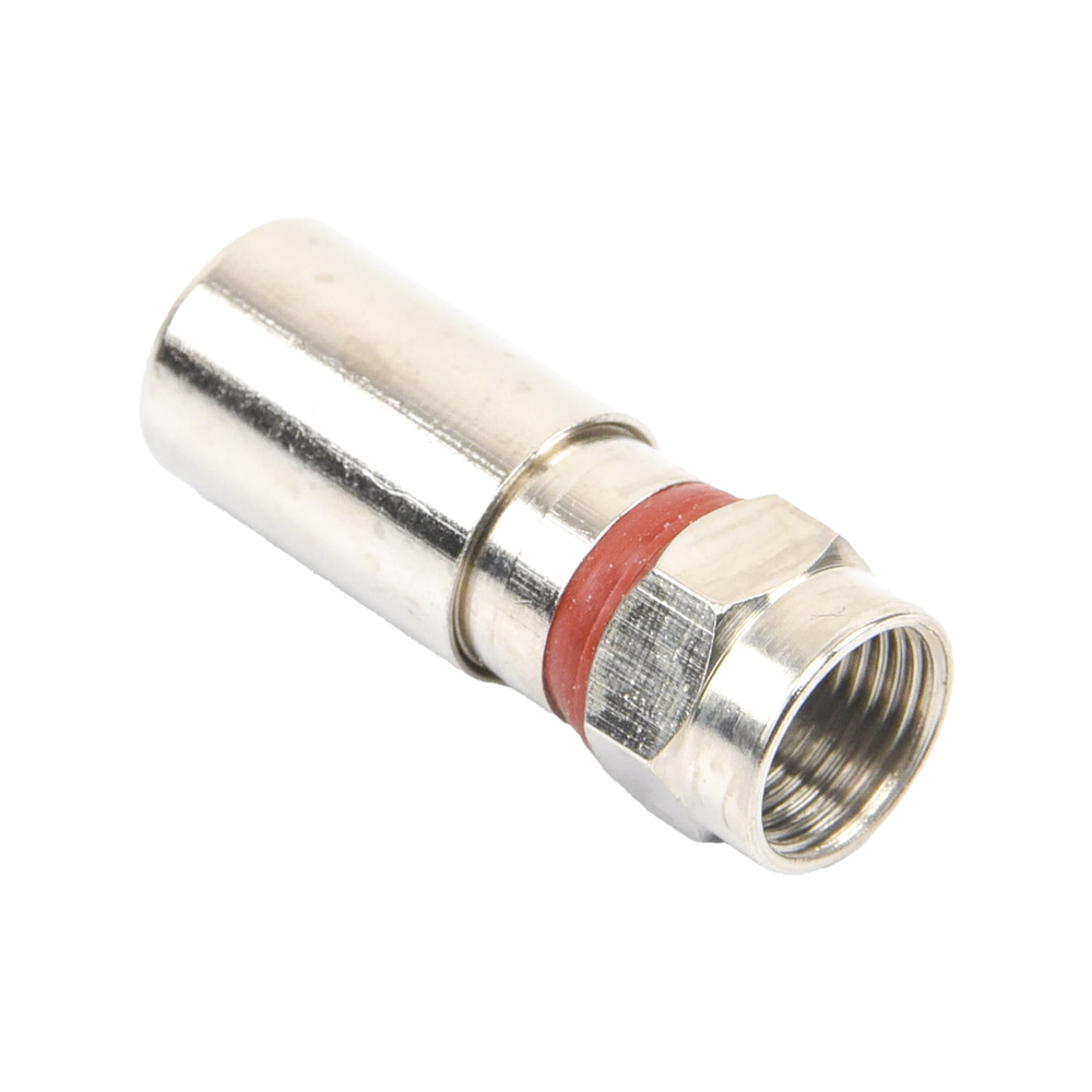 Conector F Macho de Compresión, Metálico para cable RG-6, Cuerpo de Bronce Niquelado. - Imagen 3