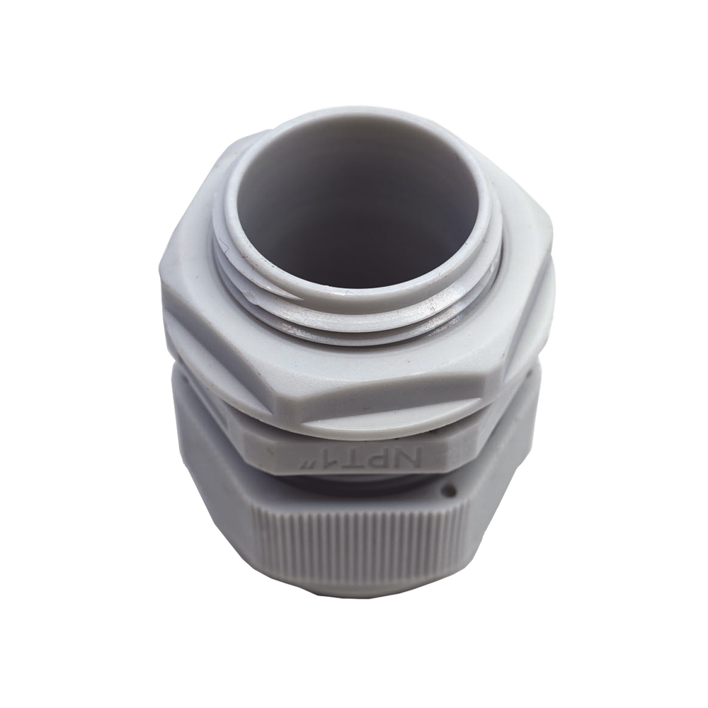 Conector Plástico Blanco Tipo Glándula para Rosca NPT 1" - Imagen 3
