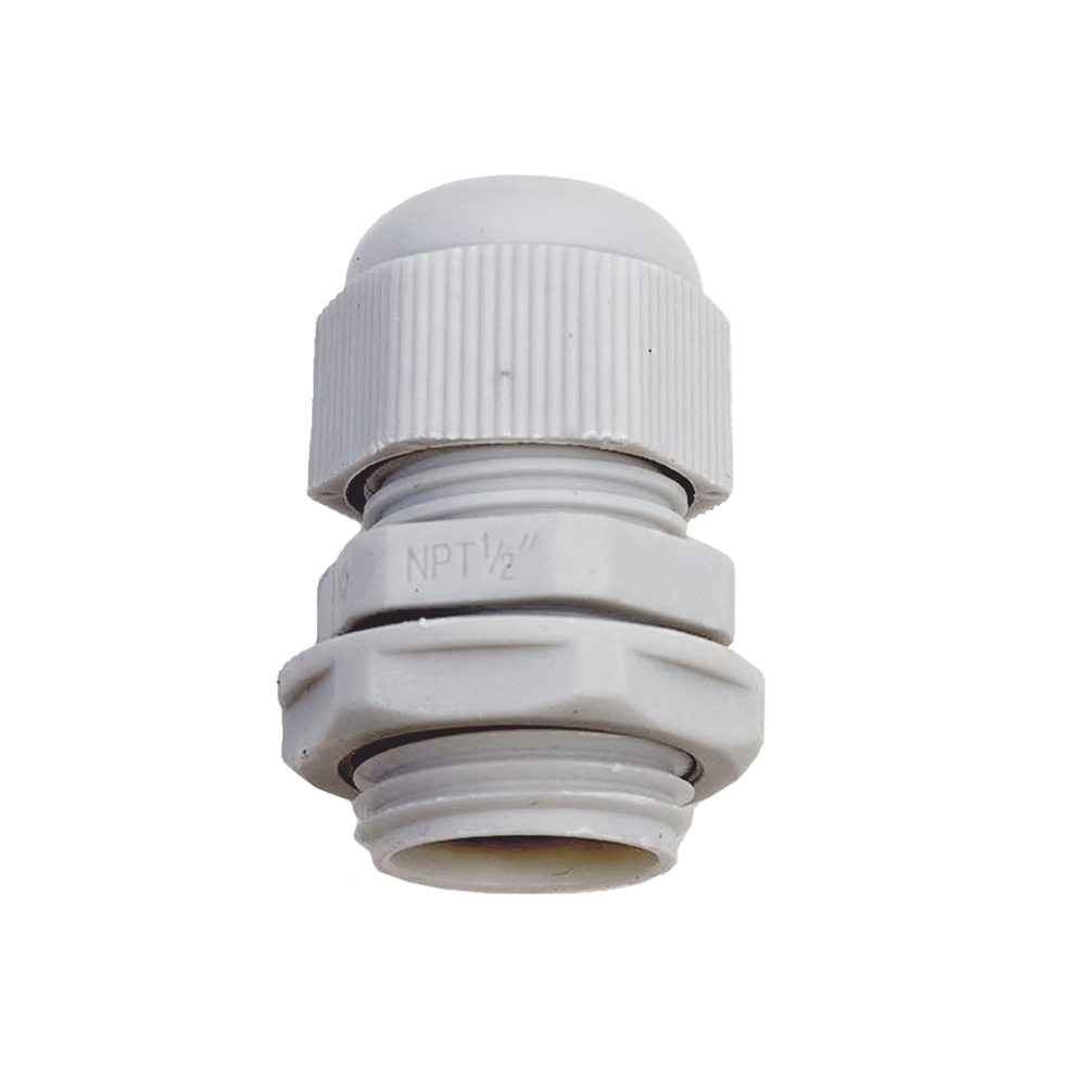 Conector Plástico Blanco Tipo Glándula para Rosca NPT 1/2" - Imagen 3