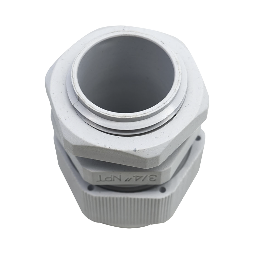Conector Plástico Blanco Tipo Glándula para Rosca NPT 3/4" - Imagen 3