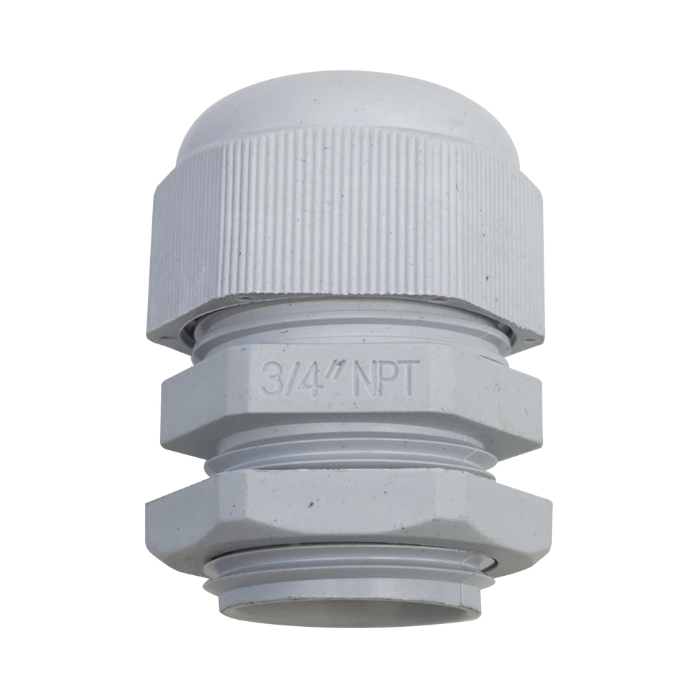 Conector Plástico Blanco Tipo Glándula para Rosca NPT 3/4" - Imagen 2