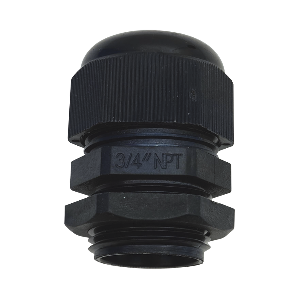 Conector Plástico Negro Tipo Glándula para Rosca NPT 3/4" - Imagen 2