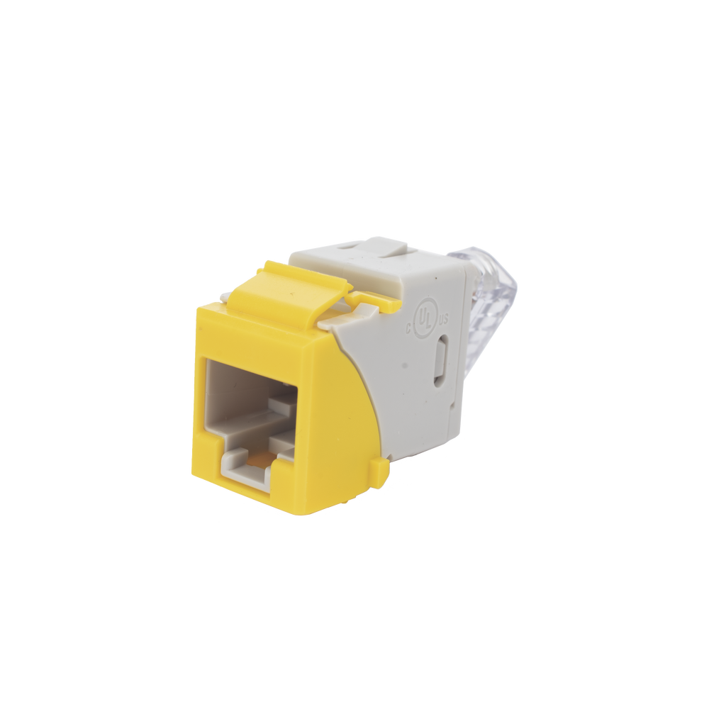 Jack Ultramax Cat6, UTP, Montaje Híbrido en Placa de Pared (Plano y Angulado), Color Amarillo, Punch Down - Imagen 2