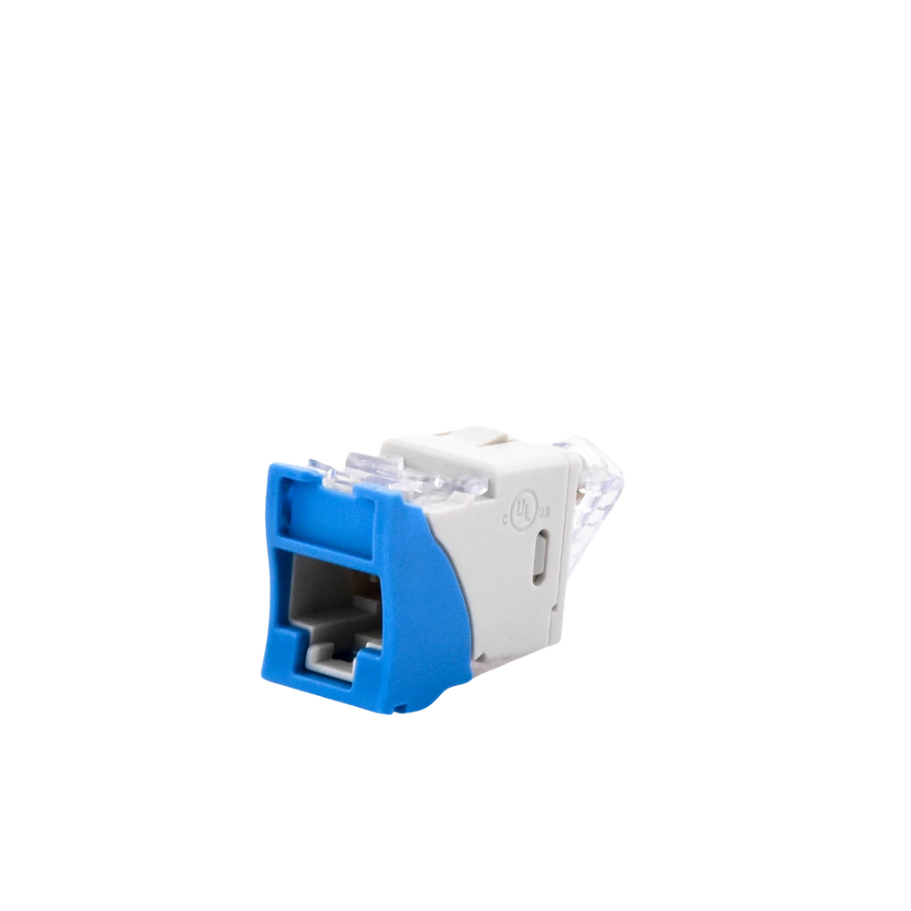Jack UltraMAX Cat6, UTP, Montaje Híbrido en Placa de Pared (Plano y Angulado), Color Azul, Punch Down - Imagen 2