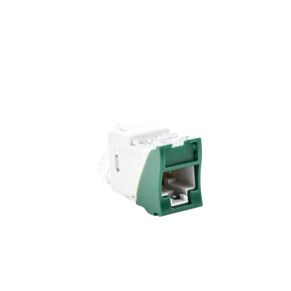 Jack Ultramax Cat6, UTP, Montaje Híbrido en Placa de Pared (Plano y Angulado), Color Verde, Punch Down - Imagen 2