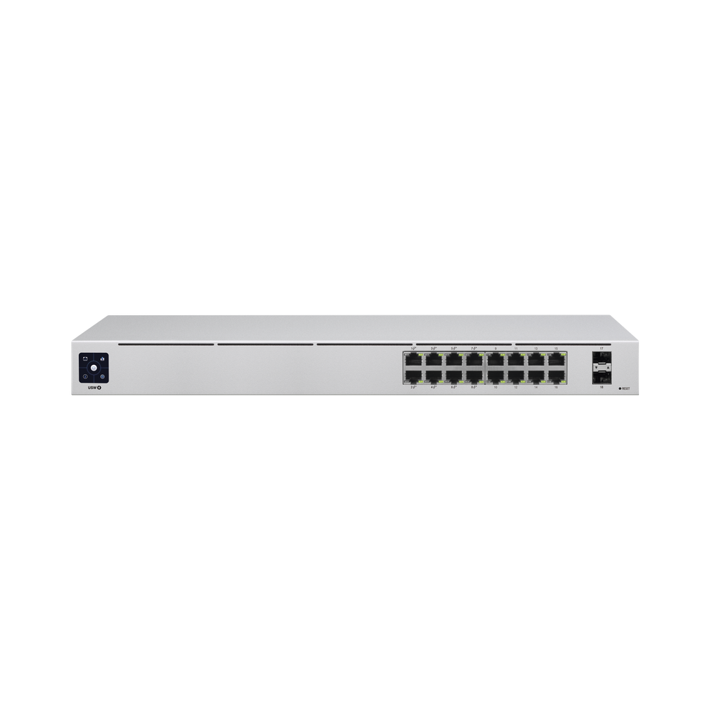 UniFi Switch USW-16-POE Gen2, Capa 2 de 16 puertos (8 puertos PoE 802.3af/at + 8 puertos Gigabit) + 2 puertos 1G SFP, 42W, pantalla informativa - Imagen 3