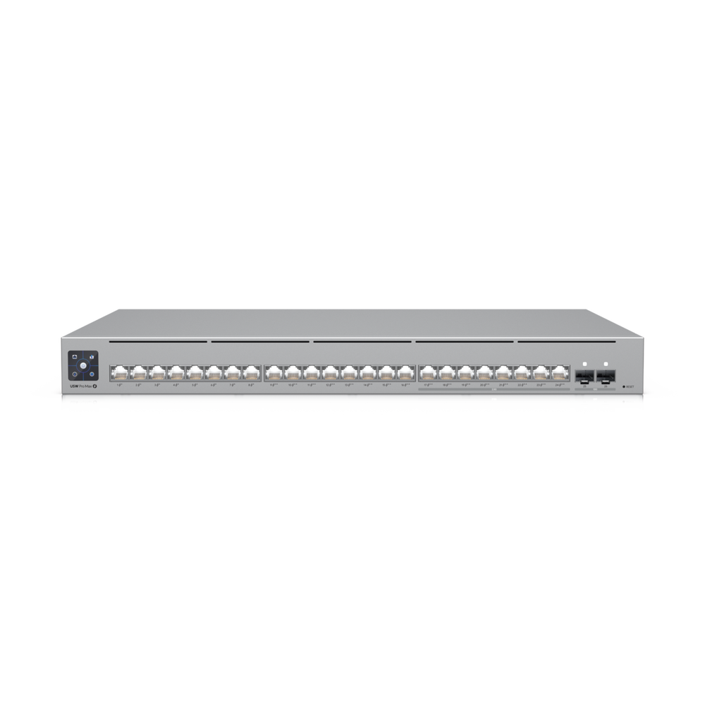 UniFi Switch Pro Max 24 POE, 24 puertos (8 puertos POE++ 2.5 GbE y 16 puertos GbE POE+), 2 puertos SFP+ 10G, 400W, pantalla táctil - Imagen 3