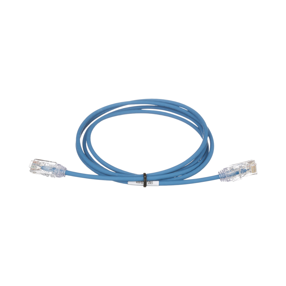 Cable de Parcheo TX6, UTP Cat6, Diámetro Reducido (28AWG), Color Azul, 0.61 Metros (2 Pies)