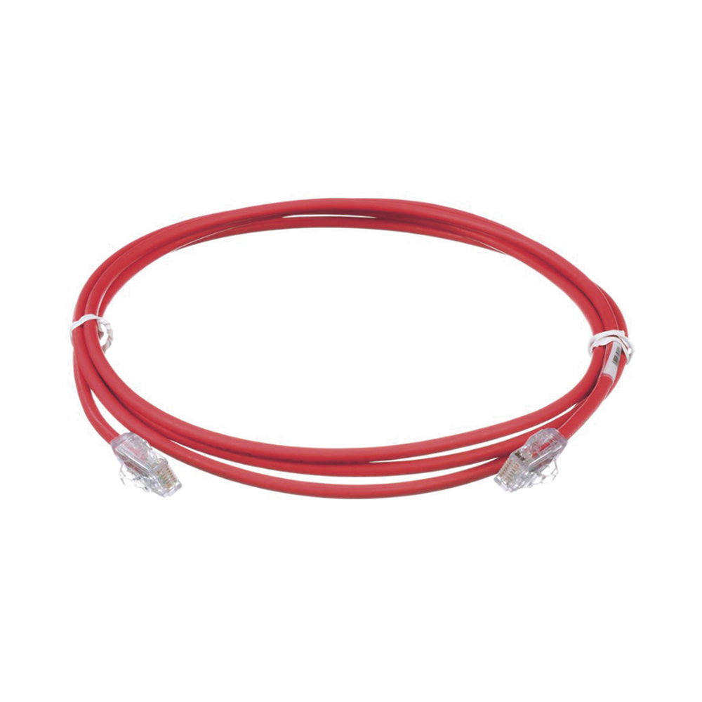 Cable de Parcheo UTP Cat6A, CM/LSZH, Diámetro Reducido (28AWG), Color Rojo, 2.13 Metros (7 Pies) - Imagen 2