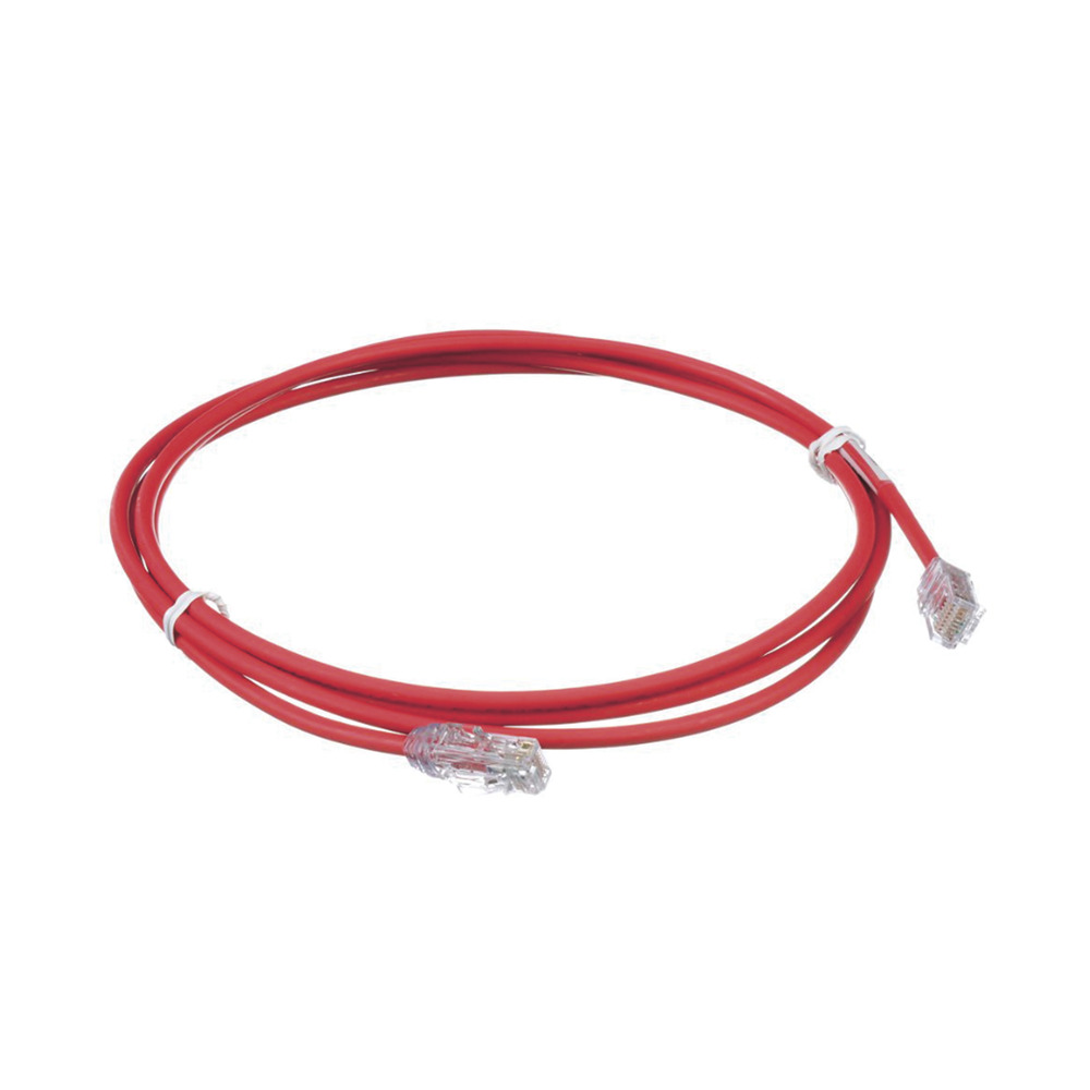 Cable de Parcheo UTP Cat6A, CM/LSZH, Diámetro Reducido (28AWG), Color Rojo, 2.13 Metros (7 Pies) - Imagen 3