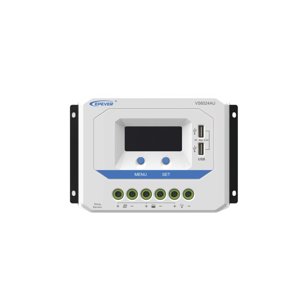 Controlador Solar PWM / 60A / 12/24V / Doble USB / Pantalla LCD / Tierra Positivo Común