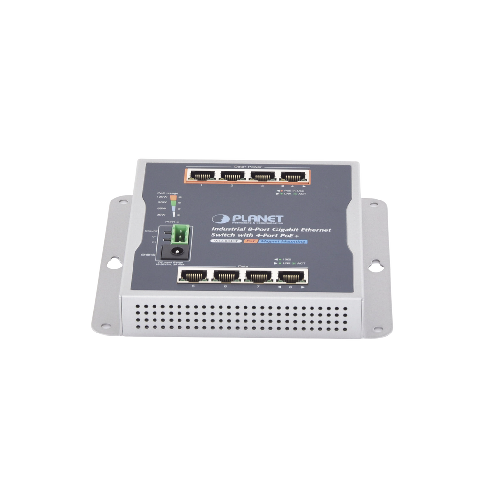 Switch Industrial No Administrable, Múltiple Montaje (Pared, Riel DIN y Magnético), 8 Puertos Gigabit con 4 puertos PoE 802.3at, Hasta 120 W. - Imagen 4
