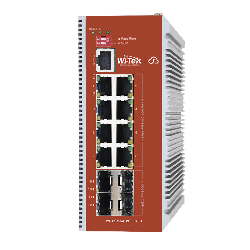 Switch L2+ PoE Industrial / Administración Cloud-Web-CLI / 8 Puertos PoE af/at/bt 100/1000 Mbps / 4 Puertos SFP Gigabit / Presupuesto PoE 460 W / Protocolo ERSP (redundancia enlaces)