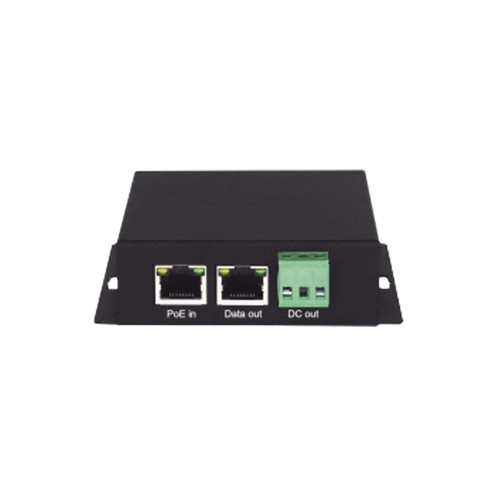 Splitter PoE / 1 Puerto PoE Entrada / 1 Puerto Salida Datos / 1 Salida de 12 Vcc, 2A / Presupuesto PoE 30W
