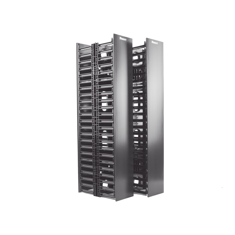 Organizador Vertical NetRunner, Doble (Frontal y Posterior), para Rack Abierto de 45 Unidades, 6.7in de Ancho, Color Negro - Imagen 4