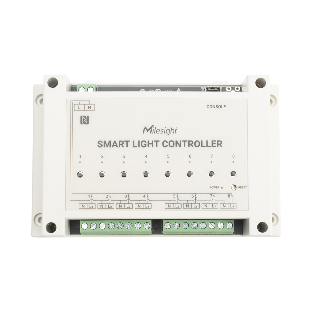 Controlador Inteligente de Iluminación LoRaWAN / 8 Circuitos / Medición de Energía / D2D Sin Gateway / Programación Automática
