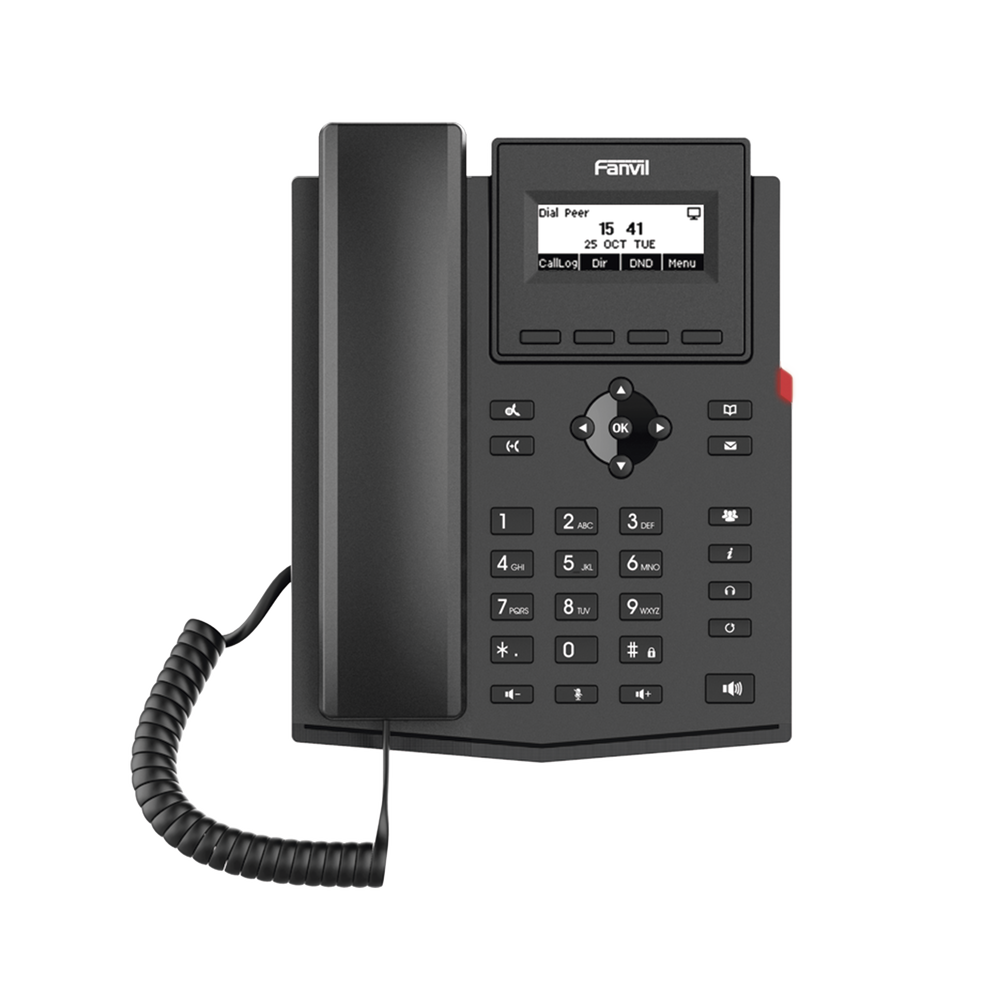 Teléfono IP / 2 Líneas SIP / Pantalla LCD 2.3" 132x64 / Audio HD G.722 y Opus / Conferencia 6 Vías / PoE 802.3af / Puertos Ethernet Duales 10/100 / Soporte EHS