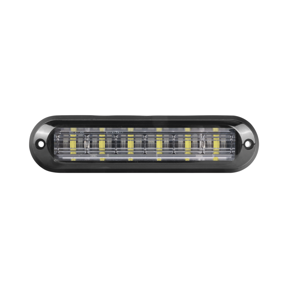 Luz Auxiliar Ultra Brillante IP67 de 6 LEDs, Color Ambar/Claro, con mica transparente y bisel negro