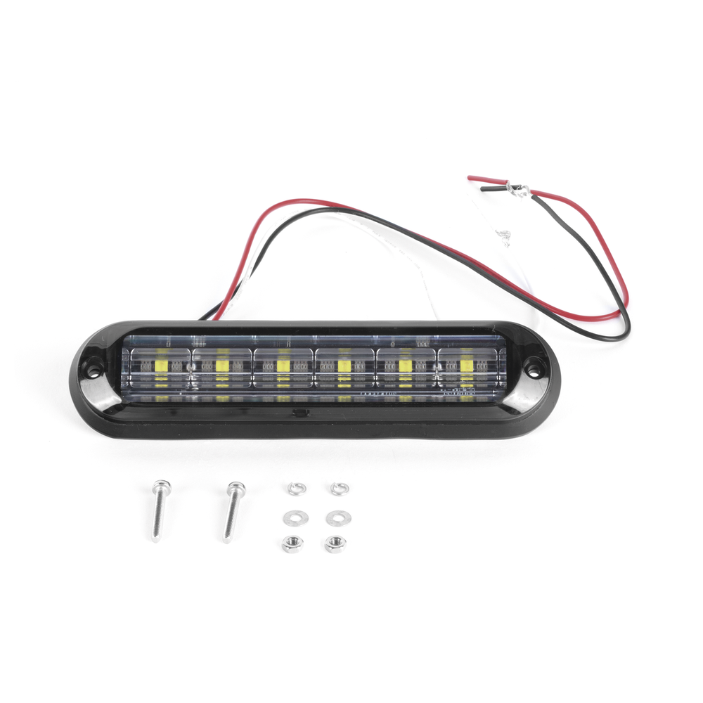 Luz Auxiliar Ultra Brillante IP67 de 6 LEDs, Color Rojo/Claro, con mica transparente y bisel negro - Imagen 5