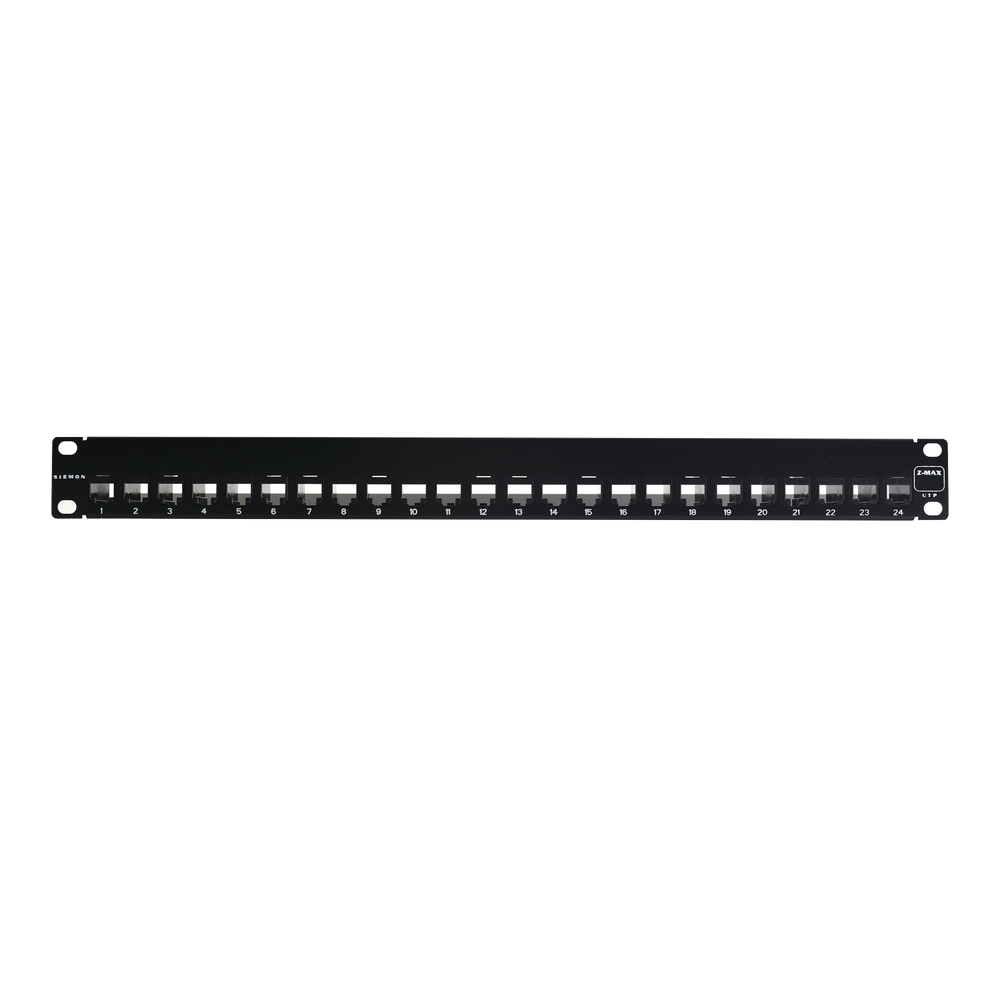 Patch Panel UTP Z-MAX de 24 Puertos, Precargado con Jacks Categoría 6, Plano, 1UR